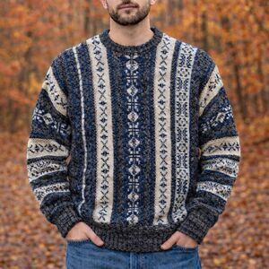 Specialty Collection Wool Sweater Mens XL Blue Gray Nordic Fair Isle